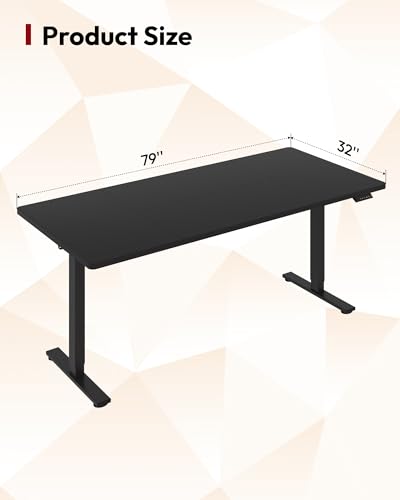 Image of SANODESK Electric Standing Desk 79 x 32 Inches, Height Adjustable Sit Stand with Large Splice Board Desktop for Home Office, Computer Workstations,Memory Ergonomic Computer Desk, Black Frame /Black Top