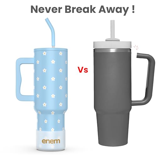 Image of enem Tumbler, Sky Bloom, Tumbler with Metal Straw, Sipper, with Lid Leak Proof, 1 Metal Ice Cube, 1 Copper Spring (Tamba), Base Protector, Mug Travel, 1.2L