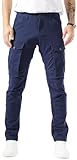 Plaid&Plain Men's and Women's Navy Blue Cargo Pants - Slim Fit, 3D Shape, Articulated Knees, Stretchy Fabric C804 Navy Blue 30WX30L