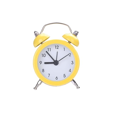 Image of Vintage Inspired Mini Table Alarm Clock, Old Retro Style Digital Alarm Clock, Small Table Clock for Home, Kitchen, Office and Decor (Yellow)