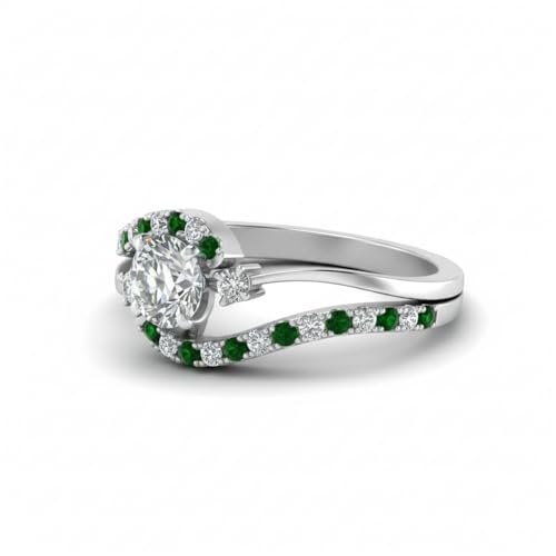 Image of Choose Your Gemstone Swirl 3 Stone Diamond CZ Engagement Ring 925 Sterling Silver Round Shape Side Stone Engagement Rings for Women, Girls and Ladies US Size 4 to 12