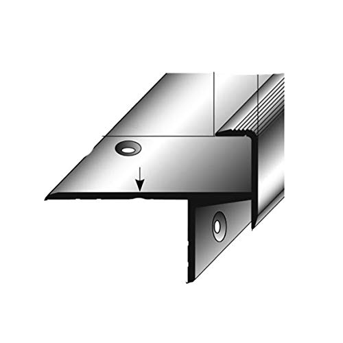 20 metri (20 x 1 m) Profilo per gradini / angolare (laminato / parquet), per inserimento, altezza: 13,3 mm, 33 mm (larghezza), alluminio anodizzato, forato