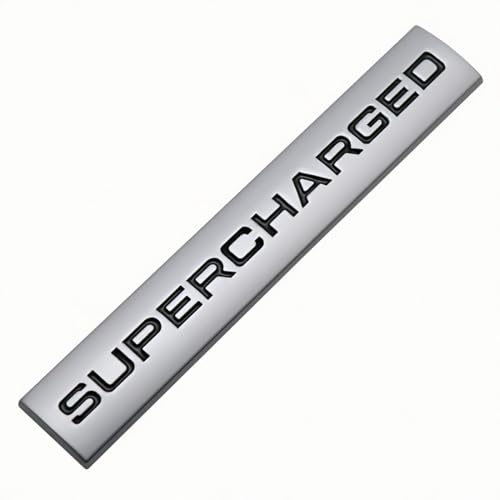 Image of 2pcs Supercharged Metal Car Emblem Premium Auto Badge Rear Trunk Side Decal Sticker (Silver Black)
