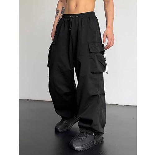 Baggy Cargo Pants Parachute Pants for Men Loose Fit Casual Joggers with Pockets Streetwear Hip Hop Drawstring Pants3