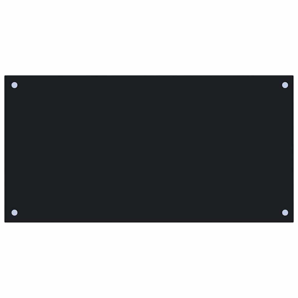 Kitchen Backsplash Black 31.5"x15.7" Tempered Glass Splash Guard Heat-Proof Scratch-Resistant Easy Mounting Wall Protection