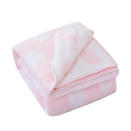 Image of Little Grape Land Chenille Baby Blanket,Baby Blankets for Boys Gilrs Newborn,Soft Fuzzy Warm Swaddle Receiving Blanket Toddler Blanker for Crib Stroller Infant Nursery,40x30 Inches(Pink Hearts)