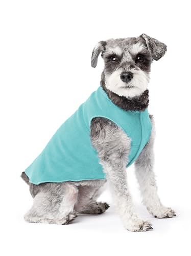 Image of Goldpaw Stretch Fleece Dog Sweater - with Spandex for 4-Way Stretch - Soft, Comfortable Dog Coat - Machine Washable - Made in the USA - Turquoise - Size 10