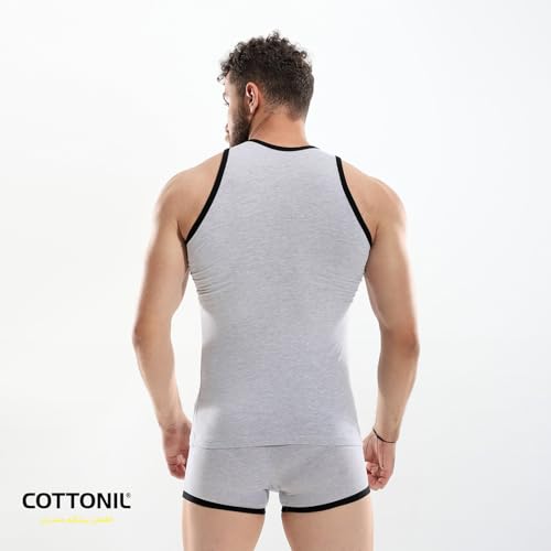 طقم ملابس داخلية مريحة للرجال من قطونيل، لون رمادي مرقش، مقاس XXL