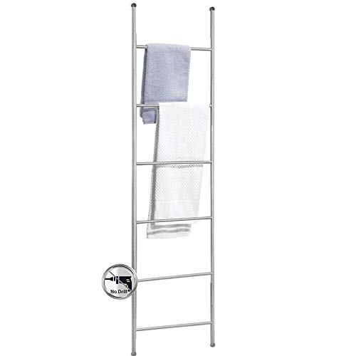 Escalera de toalla de madera con estantes en blanco para baño y balcón 2