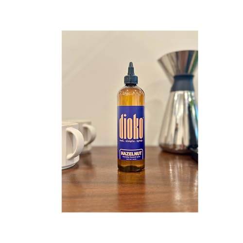 Image of Dioko Simple Syrup, 12 fl. oz Premium Coffee & Dessert Syrup with Easy Pour Spout | No Artificial Dyes or Colors | Perfect for Lattes, Iced Coffee, Cocktails, Pancakes & More (Hazelnut)