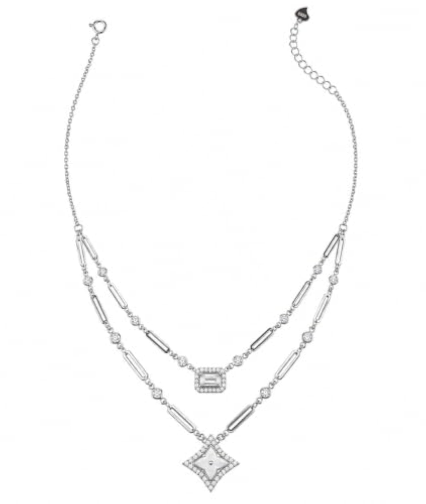 Sterling Silver 925 Layered Pendant Necklace