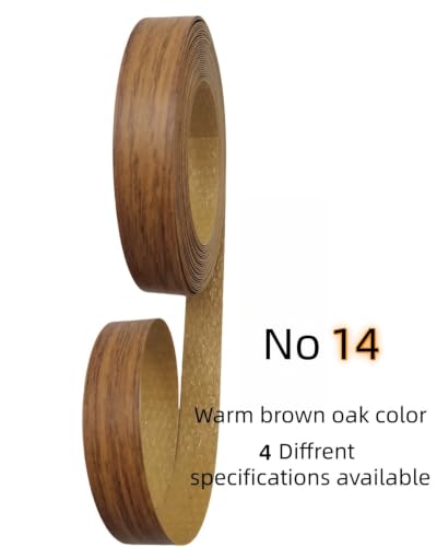 Image of HGKJHFmelamine Edging Tape. pre Coated with hot melt Adhesive Flexible Veneer Edge Edging, Used for Cabinet and Furniture Maintenance (No14-Warm Brown Oak Color, 1.81cm*20ft)