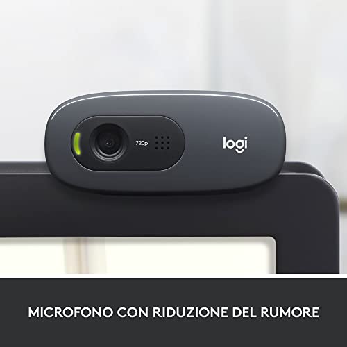 C270 Webcam HD Con Correzione Automatica ?Luminosità, Microfono Riduzione del Rumore + MK270 Combo Tastiera e Mouse Wireless per Windows, Layout Italiano QWERTY - Nero - Webcam - Immagine 4