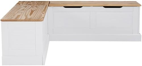 Miniatura 5 de Linon Troyin - Rincón de almacenamiento de madera natural y blanca con cojines verdes