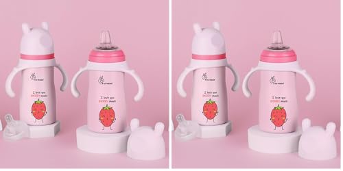 Image of R for Rabbit Steebo Fusion Premium Stainless Steel Spout Cup for Kids, Leak & Spill Proof BPA Free Soft Silicone Straw Drinking Spout Sipper Bottle for Kids Boy & Girl of 12+ Months (270ml, Pink)