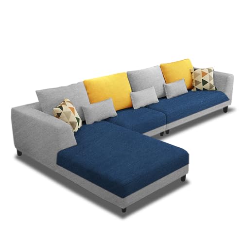 Image of Galib LHS 6 Seater L Shape Sofa Set for Living Room (Blue Grey Fabric) Premium Fabric Sofa