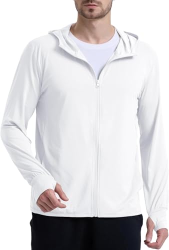 Image of DENIMHOLIC Men Full Zip Hoodie Jacket Long Sleeve Sunscreen jacket for men UV Protection UPF 50+ Lightweight Summer jacket for men sun protection For bike gym trekking