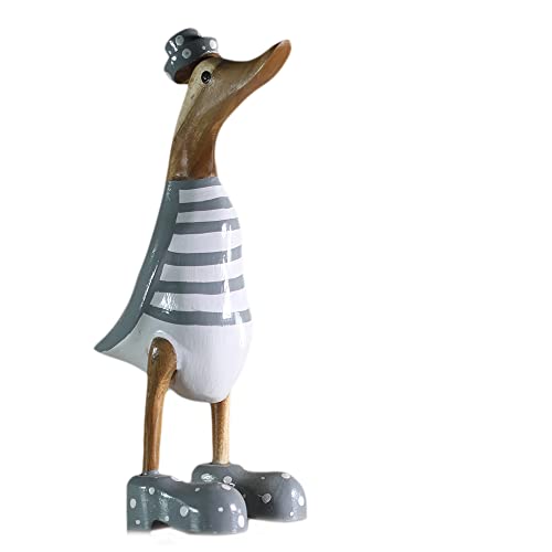 ART-CRAFT Holz Ente Lauf Ente Gartendeko Figur aus Bambus Wurzel und...