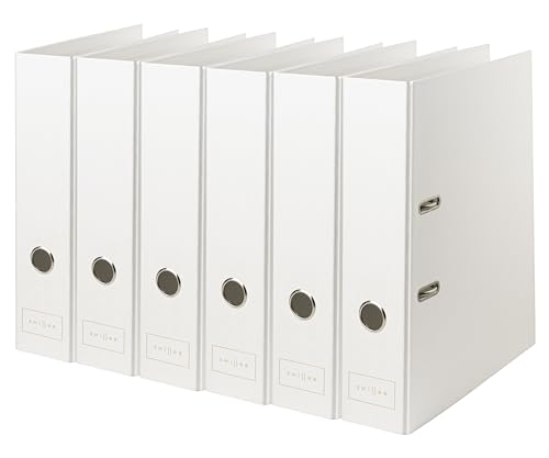 Swissee Eleganter Papier Büro-Ordner A4 7 cm Rücken - 6er Eco Hebelordner (Weiß)