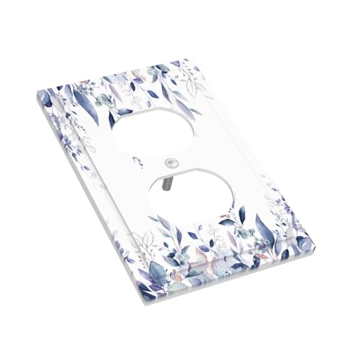 Decorative Outlet Covers Rustic Ink Blue Eucalyptus Leaves Sage leaf 1 Gang Duplex Light Switch Cover Plate Unique Wall Plate Electrical Switch Plate Covers for Bedroom Home Decor