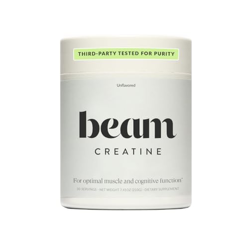 Beam Creatine Monohydrate Powder – Micronized Creatine for Muscle Growth, Strength, Endurance & Recovery – Unflavored, Fast-Dissolving, Workout Supplement for Men & Women, Keto & Vegan – 30 Servings