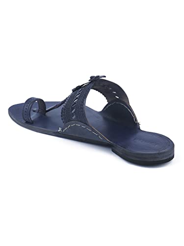 Image of KORAKARI Men Kolhapuri Chappal Handcrafted Sandal Smooth and Comfortable Flip Flops Slipper Stylish Anti Slip Design Genuine Leather Traditional Footwear.