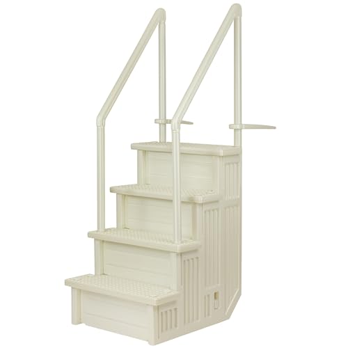 Aqua Select Anti-Slip in-Pool Steps | Pearl White/Pearl White Steps | for Above Ground Swimming Pools | Can Mount to Decks 48" to 54" H | Safety Stairs Capacity Up to 350 lbs