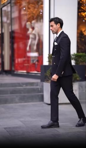 Men Suit Slim Fit 2 Piece Set Double Breasted Notched Lapel Formal Tuxedo Jacket for Wedding Business Prom Suit ALV123