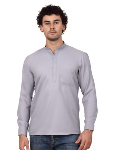 Image of Jompers Men's Cotton Regular Fit Solid Short Kurta