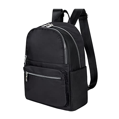 Johotone Bolsa Mochila para Mujer Niñas Antirrobo Impermeable Bolsos Mochila de Nailon Casual Bolso de Día para Negocio Viajes Trabajo Universidad 15L Negro Cover