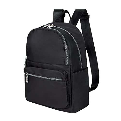 Johotone Zaino da Donna Nylon Impermeabile Daypack Antifurto Borse a Zainetto Ragazza Backpack Spalla per Viaggio Lavoro Scuola 12L Nero