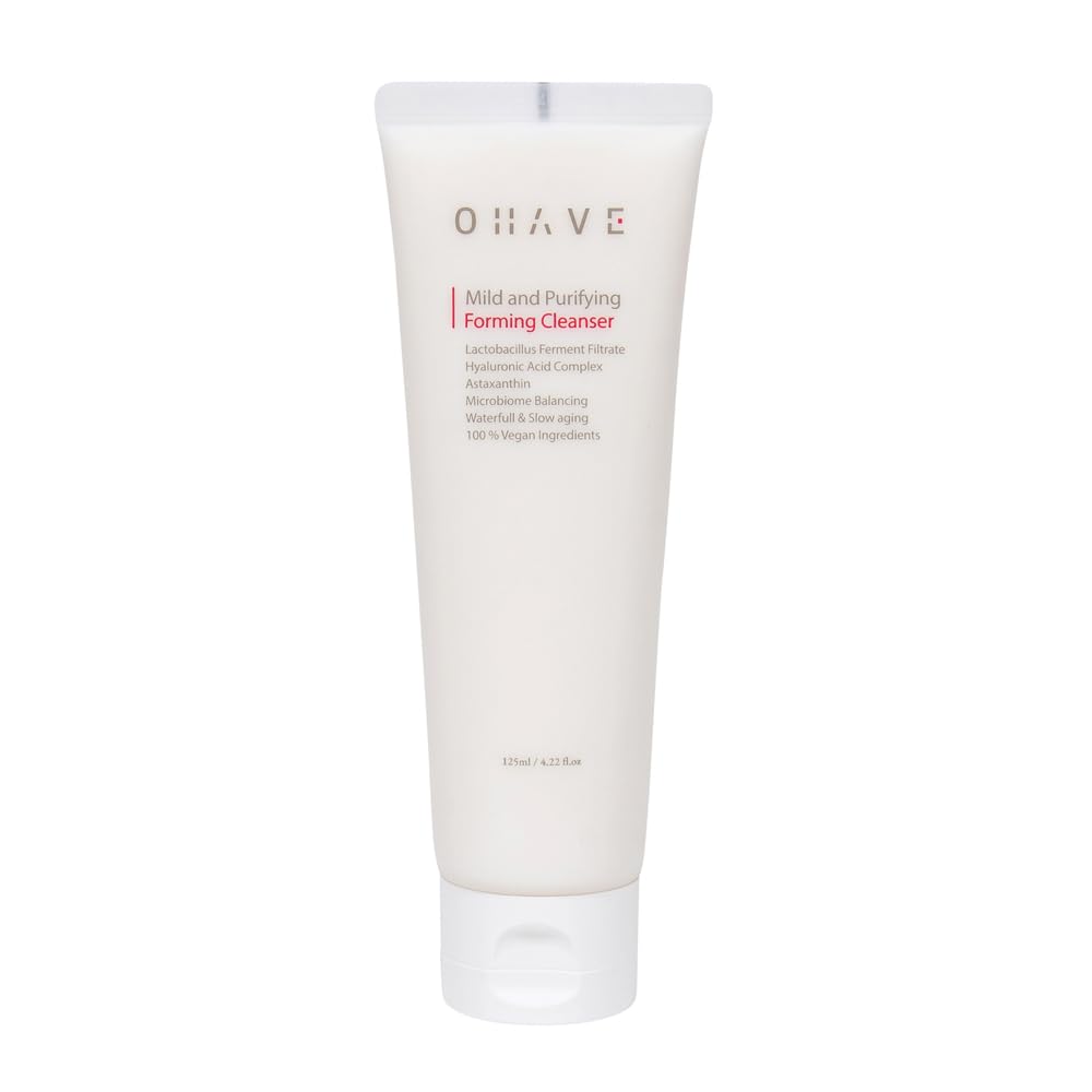 ZIOSTAND OHAVE Mild & Purifying Foaming Cleanser, Gentle Vegan Face Wash with Lactobacillus, Natural Botanical Extracts, Hydrating & Soothing, pH-Balanced, 125ml