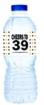 39th Birthday/Anniversary Party Decoration Water Bottle Labels -15pk