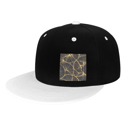 Golden Leaf - Sombrero de hip hop de ala plana para adultos, sombrero de hip hop ajustable, sombrero de rock, sombrero unisex de ala plana, varios colores disponibles, blanco, talla única