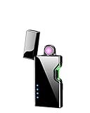 Laser Induction Spinning Arc Lighter USB Rechargeable Plasma Electric Windproof Cool Lighter (Black)