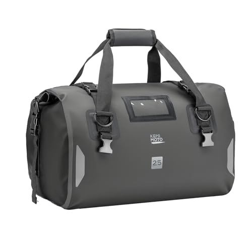 KEMIMOTO Waterproof Motorcycle Dry Bag Duffle Tail Bag Soft Luggage 25L/40L/65L Large Capacity with 4 Quick-Release Straps Dustproof for Touring Adventure Motorcycling & Camping Grey