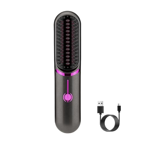 Secador de cepillo alisador – Peine alisador inalámbrico USB sin esfuerzo | Cepillo alisador portátil antiencrespamiento | peine de viaje para secadora plana para salón, hogar y peluquería Secador de cepillo alisador – Peine alisador inalámbrico USB sin esfuerzo | Cepillo alisador portátil antiencrespamiento | peine de viaje para secadora plana para salón, hogar y peluquería