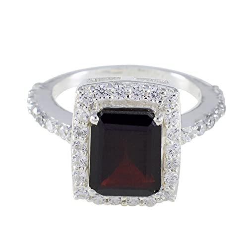 Bague grenat véritable d'exception en argent sterling 925
