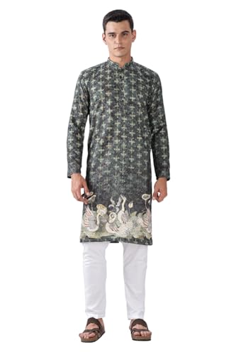 Image of BE ACTIVE Men's Cotton | Regular Fit Casual Mandarin Collar | Long Length Full Sleeves | Embroidered Indian Kurta