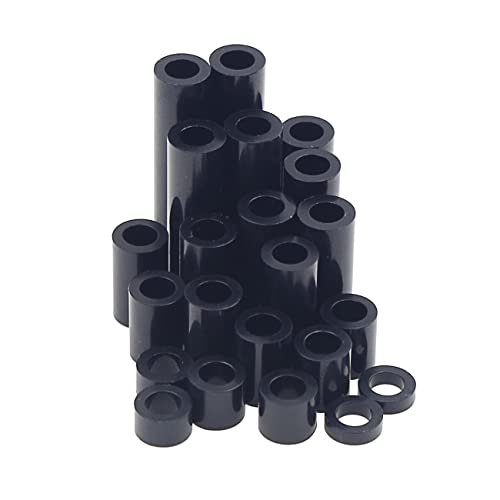 Assortiment d'espaceurs non filetés plastique noir pour vis M4