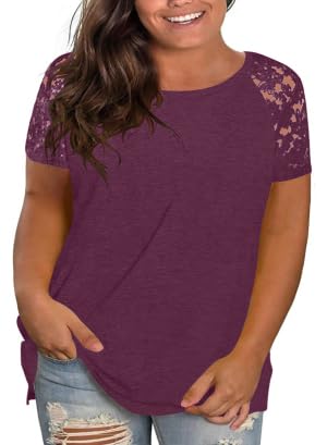 T-shirt rouge femme grande taille 3XL vêtement été col rond décontracté