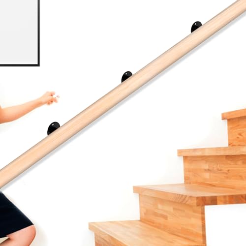 Handlaufhalter Halterungen für Handlauf, Handlauf Halterung, Wandhalter Zubehör, Treppengeländerhandlauf Für Holzhandlauf, Indoor Geländer Wandaufhänger und Außenhandläufe, Schwarz, 2 Stück