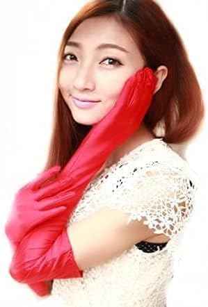 Border Dot Wedding Gloves, Satin Gloves, Long, White, Black, Red, Cosplay, 21.7 inches (55 cm)