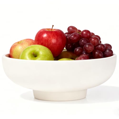 XIYOUQI Matte White Pedestal Bowl 10.8in, Food Safe Resin Fruit