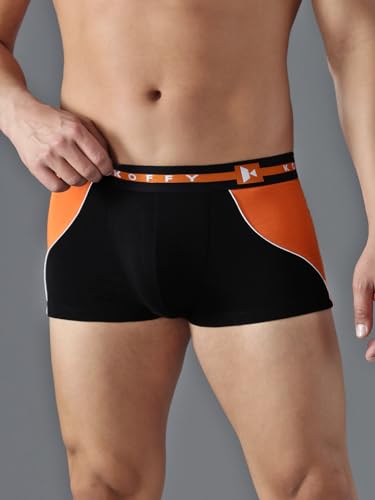 Image of KOFFY Pliable Cotton Modal Colorblocked Mini Trunk with Seamless Waistband