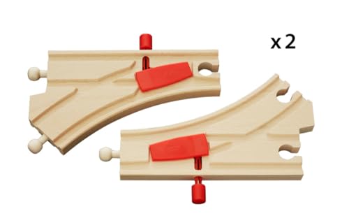 brio world - 33344 mechanical switches  2-piece interactive wooden train tracks set  enhances motor skills  compatible with brio toys  great gift for kids ages 3 and up