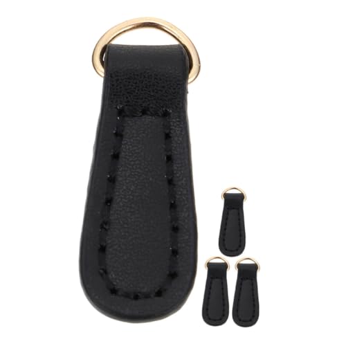 VILLCASE 4pcs Zipper Accessories Tote Bag Zipper Pulls Backpack Buckle Replacement Mountaineering Bag Buckle Pulls Zip Heads Zip Replacement Puller Leather Black