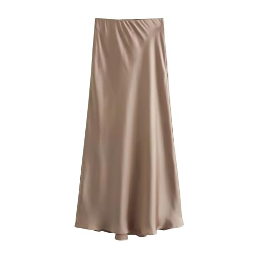 Satin Skirt Satin Skirt Women Temperament Elegant Slim A-line Long Skirts Trendy Lady Banquet Clothing