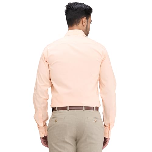 Image of Raymond Men Slim Fit Solid Pattern Pure Cotton Semi Cutaway Collar Full Sleeve Formal Shirt