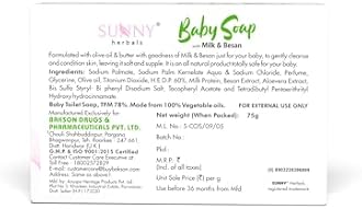 Sunny Herbals Baby Soap | Made with Milk, Besan, Glycerine & Olive Oil | Gently Cleanses | Deeply Moisturizes | Softens Baby Skin | Mild & Safe Formula | Best for Delicate Baby Skin, 75 gm (Pack of 4)